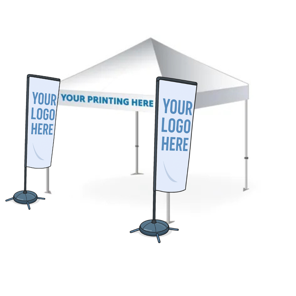 low cost printed gazebo with flags bundle front print