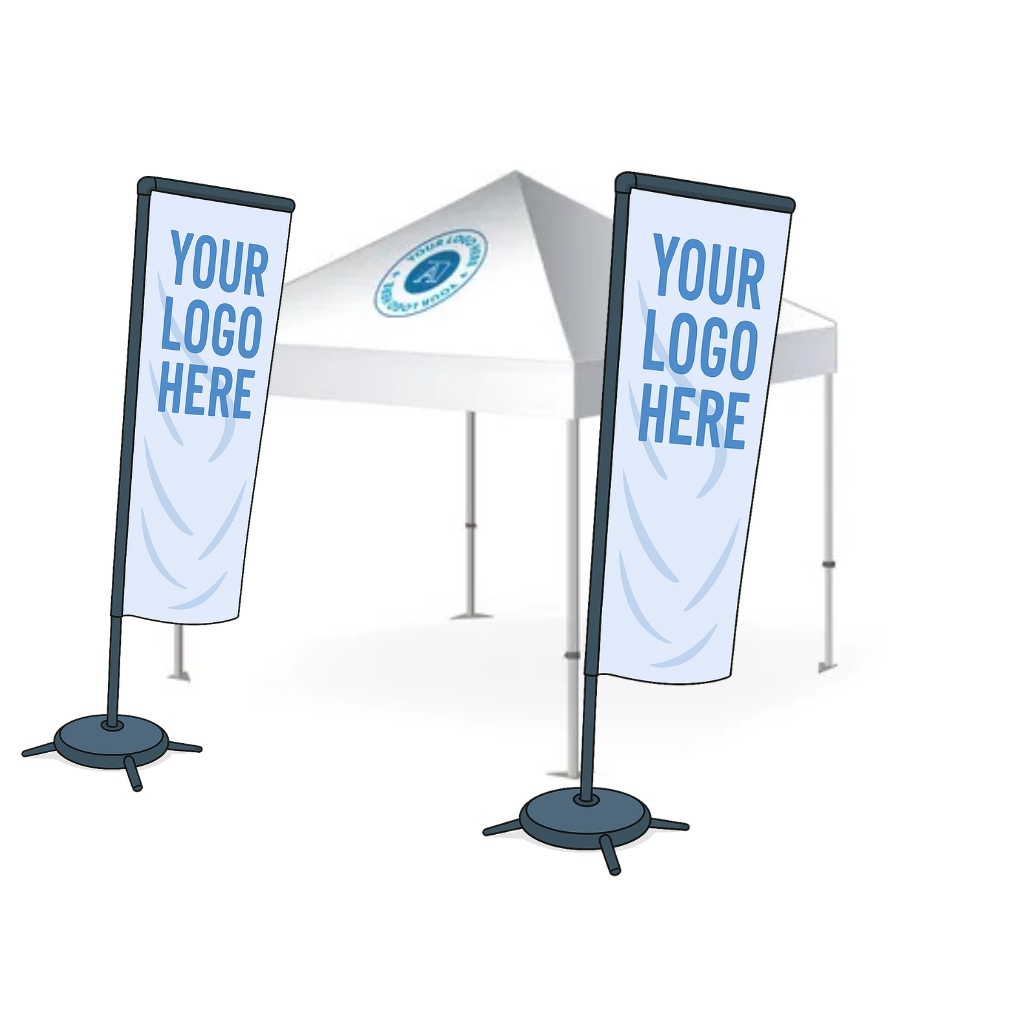 low cost printed gazebo with double side 3m flags bundle