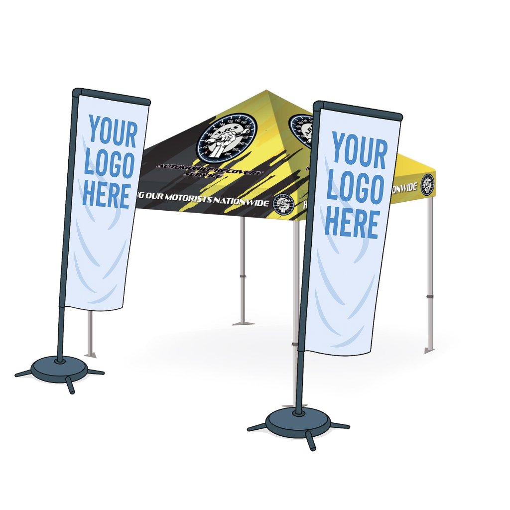 printed gazebo with double side 3m flags bundle front print