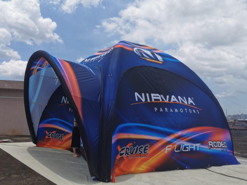 printed inflatable event shelter