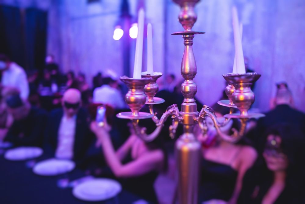 masquerade ball with candelabra