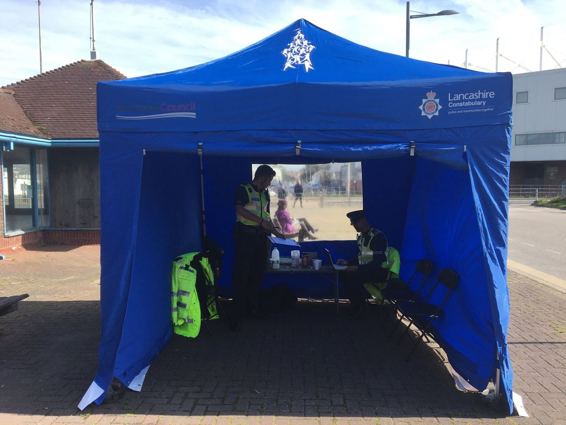 blue gazebo with sides