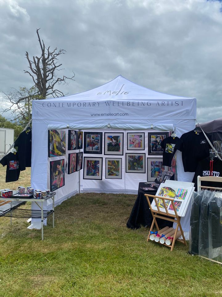 artist gazebo stall with artwork