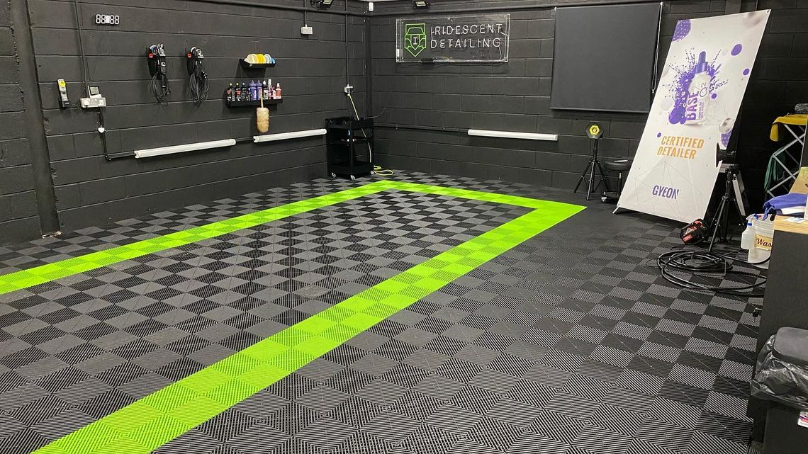 grey and techno green swisstrax flooring