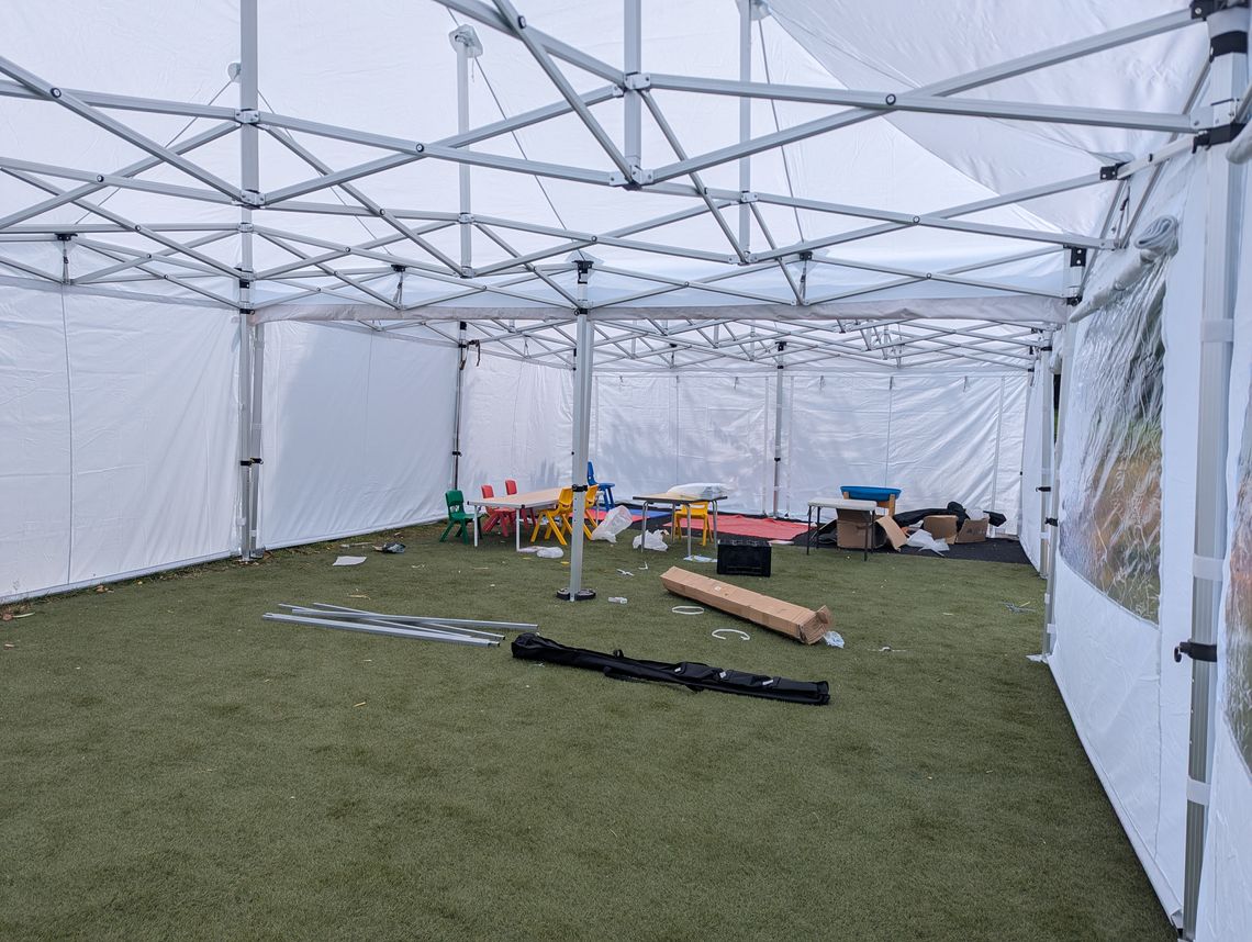 hilltop tots pop up marquee interior