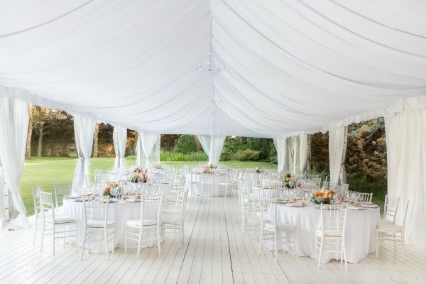 Wedding marquee with lining